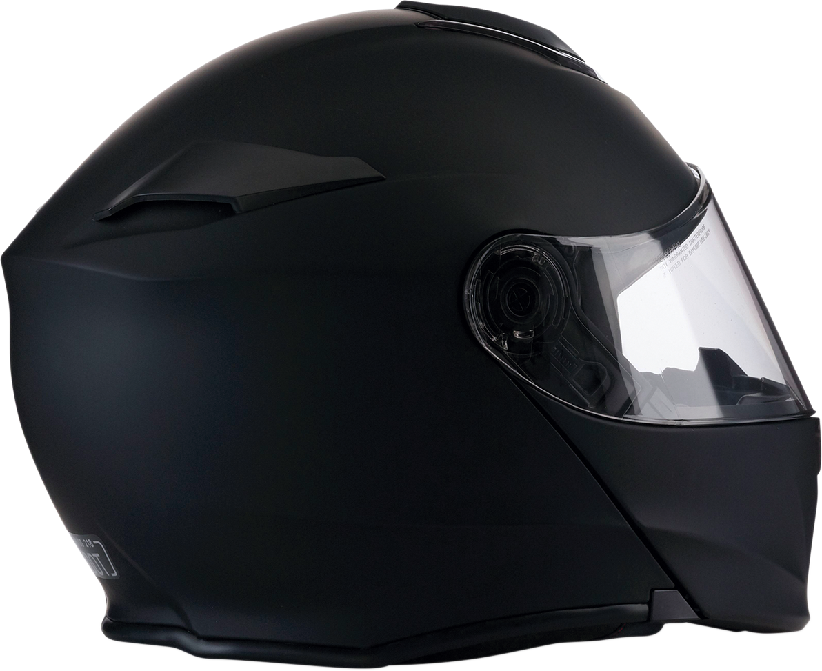 Z1R Solaris modular helmet in flat black, size 3XL, showing the smooth black exterior and helmet visor from the front angle.