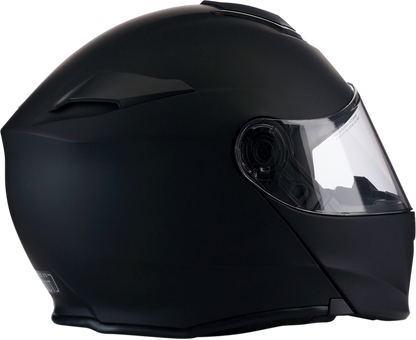 Z1R Solaris modular helmet in flat black, size 3XL, showing the smooth black exterior and helmet visor from the front angle.