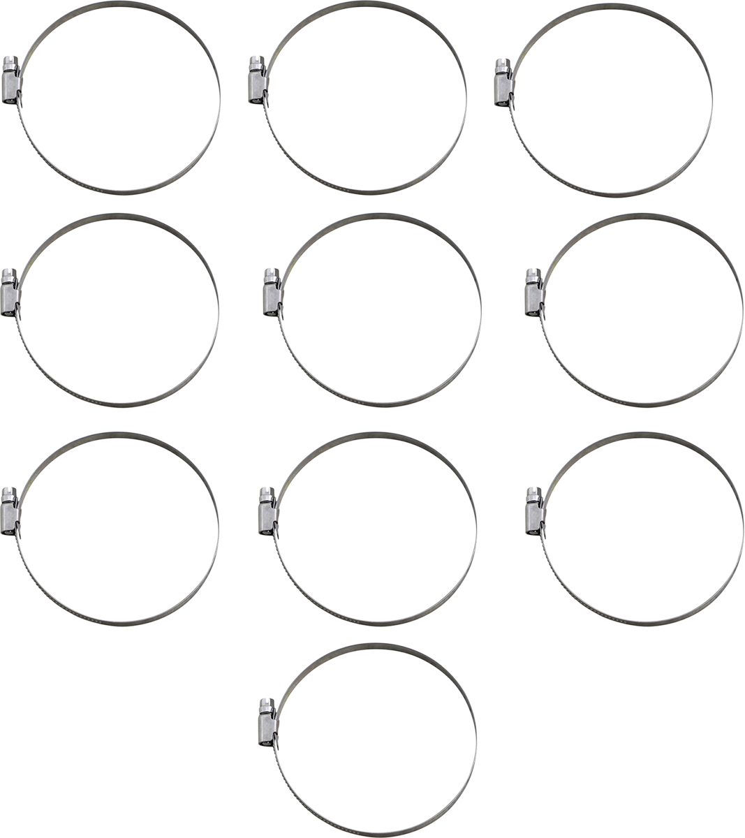 Set of 10 PARTS UNLIMITED Hose Clamps T03-6262-10, 80-100 mm, shown in a close-up image.