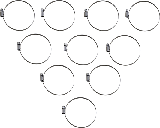 Set of 10 PARTS UNLIMITED Hose Clamps T03-6261-10, embossed 70-90 mm, durable metal clamps for secure hose connections.