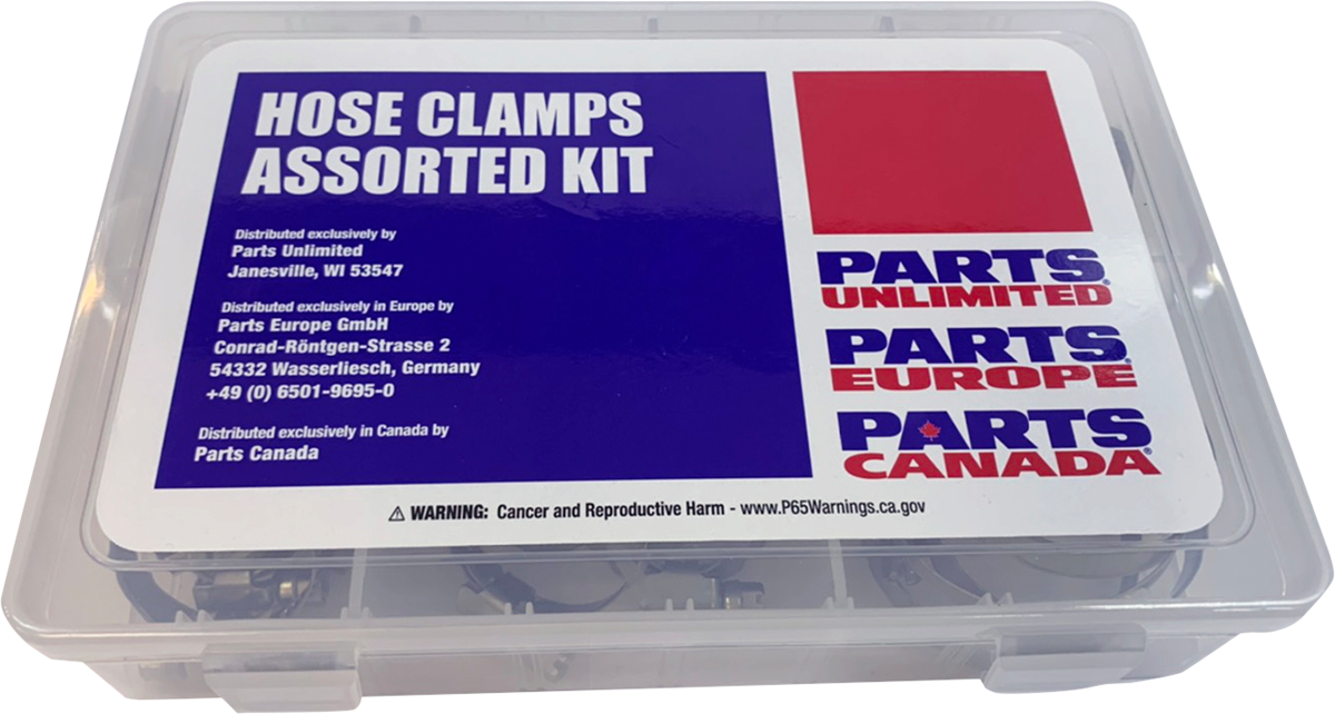 PARTS UNLIMITED 60-piece hose clamp assortment kit for marine and automotive use, featuring T03-6242K clamps.