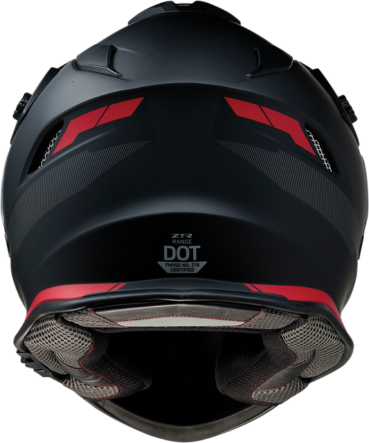 Z1R Z1R Range motorcycle helmet in black and red with drop-down sun visor, size XL, showing the helmet's sleek design.