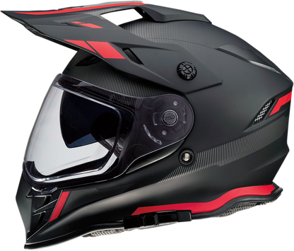 Z1R Range motorcycle helmet in black and red, size 2XL, featuring drop-down sun visor and removable lining.