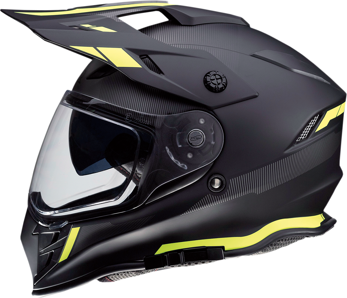 Z1R Range helmet in Uptake Black and Hi-Viz, large size, showing the sleek design and safety features of the motorcycle helmet.