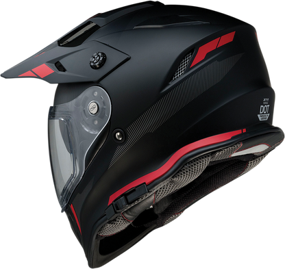 Z1R Z1R Range motorcycle helmet in black and red, size 2XL, with drop-down sun visor and removable lining.