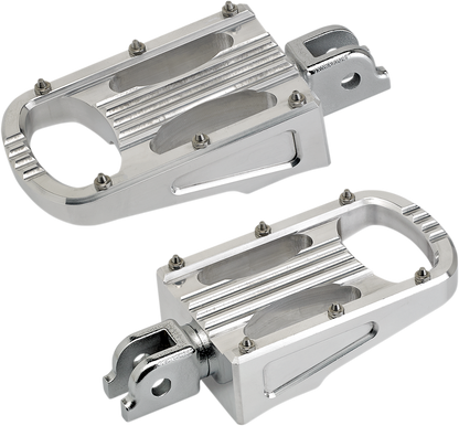 Polished BILTWELL Punisher footpeg for Softail motorcycles, showcasing durable metal body with detailed design for Bill's Exhausts.