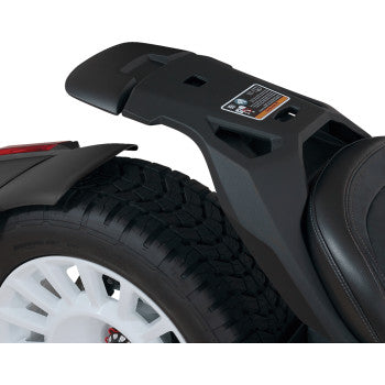 Black stitched SHOW CHROME Max Mount Cover for Can-Am Ryker, designed by Bill's Exhausts, shown in the image.