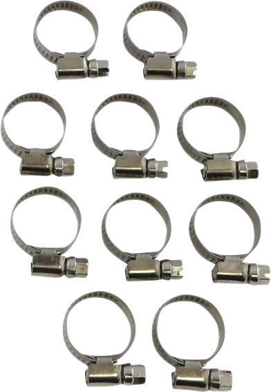 Parts Unlimited T03-6253-10 hose clamps, embossed, 12-22 mm, pack of 10, durable metal clamps for automotive or machinery uses