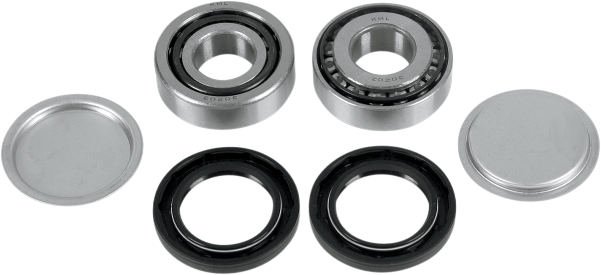 Moose Offroad swingarm bearing kit for Aprilia, Arctic Cat, Honda, and Polaris vehicles, showing bearings and installation parts.