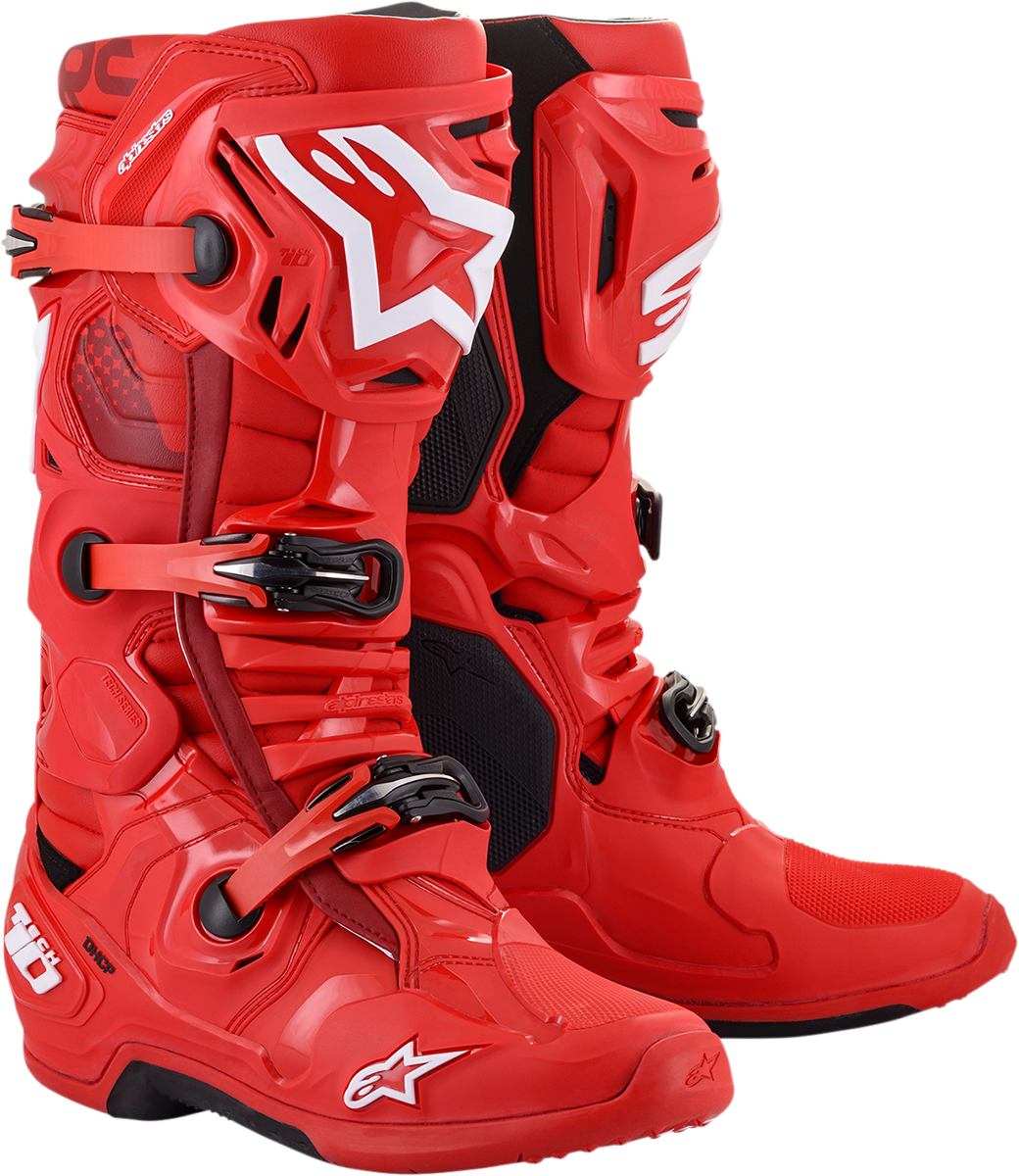 ALPINESTARS, Alpinestars Tech 10 Boots - Red US 13 / EU 48 with Advanced Flex Control and Impact Protection