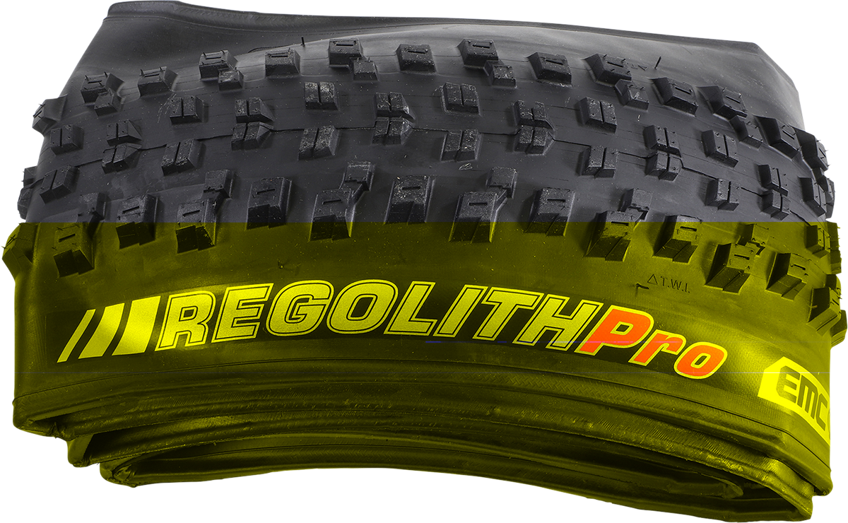 Kenda Bicycle Regolith Pro tire for e-mountain bikes, 27.5 x 2.60 inch, with rugged tread pattern and sidewall detail.