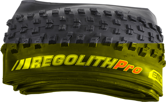 Kenda Bicycle Regolith Pro tire for e-mountain bikes, 27.5 x 2.60 inch, with rugged tread pattern and sidewall detail.