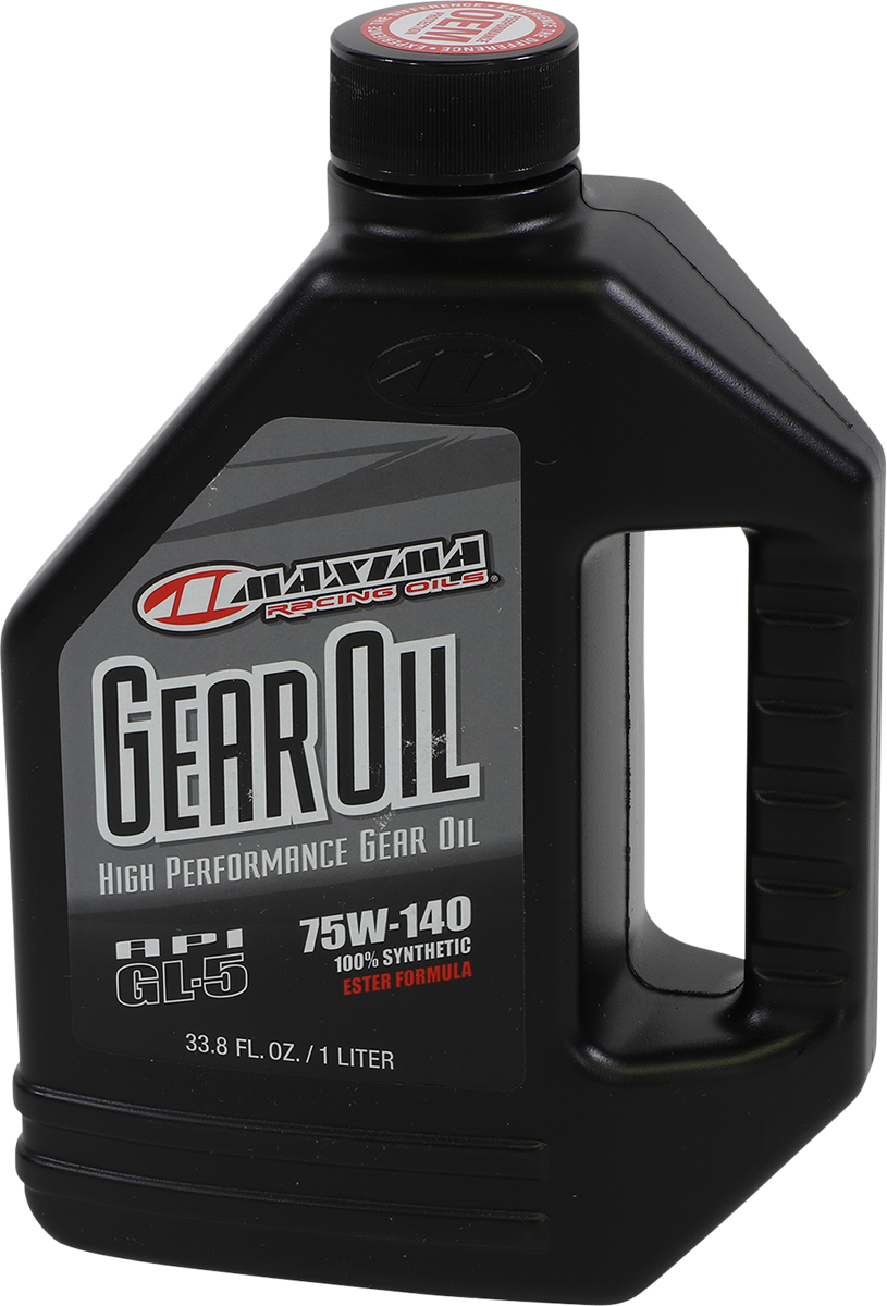MAXIMA RACING OIL synthetic gear oil 75W-140 1L bottle, ideal for high-performance vehicle transmission and differential lubrication