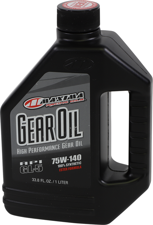 MAXIMA RACING OIL synthetic gear oil 75W-140 1L bottle, ideal for high-performance vehicle transmission and differential lubrication