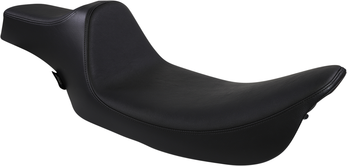 Black Drag Specialties Predator III extended reach seat for Harley FL models 1999-2007, smooth finish and comfortable design.