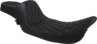DRAG SPECIALTIES SEATS, Drag Specialties Seats Extended Reach Predator III Seat for Harley FL Models, Black with Silver Stitching – Part #08011370