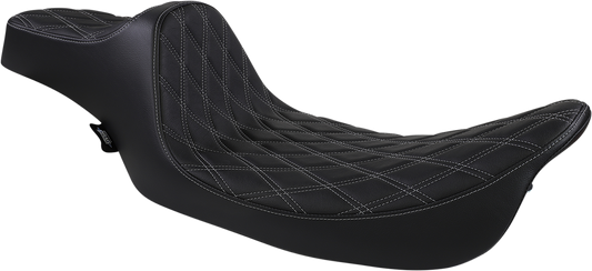 DRAG SPECIALTIES SEATS, Drag Specialties Seats Extended Reach Predator III Seat for Harley FL Models, Black with Silver Stitching – Part #08011370