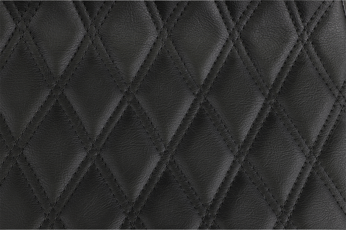 Drag Specialties Predator III extended reach motorcycle seat for Harley FL '99-'07 with black double diamond stitching, showcasing the stylish design.
