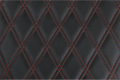 Black Drag Specialties Predator III extended reach seat for Harley FL models (1999-2007) with red stitching, designed for comfort and style
