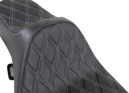 DRAG SPECIALTIES SEATS, Drag Specialties Seats Extended Reach Predator III Seat for Harley FL Models, Black with Silver Stitching – Part #08011370