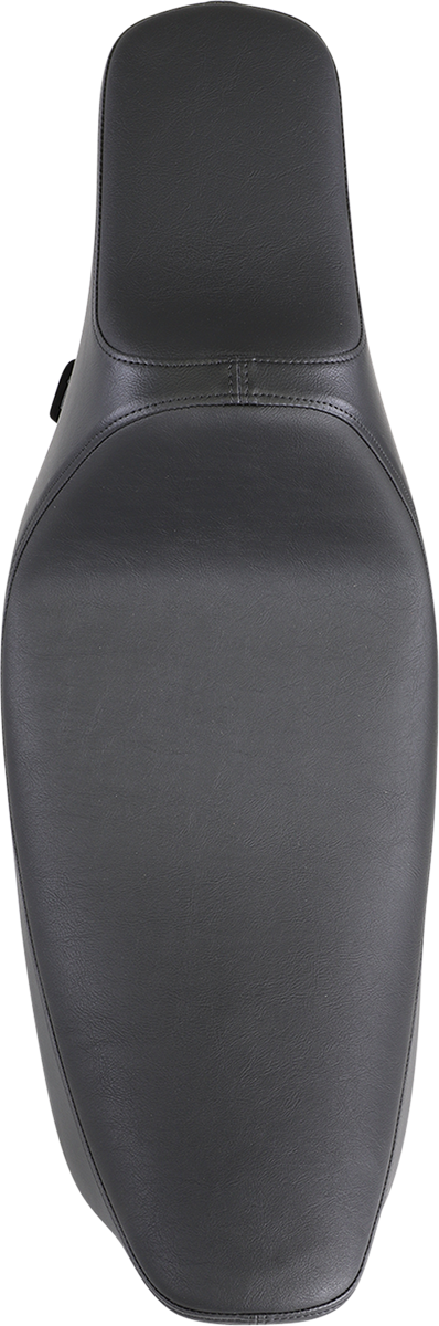 Black Drag Specialties Predator III extended reach motorcycle seat for Harley FL models 1999-2007 with smooth finish.