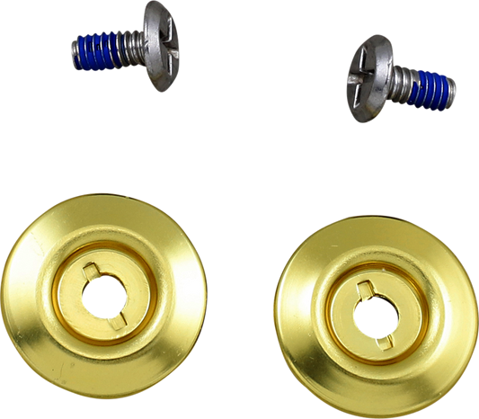Gold baseplate SS screw from BILTWELL Gen 2 Hardware Kit for helmets, part of Bill's Exhausts helmet parts collection.