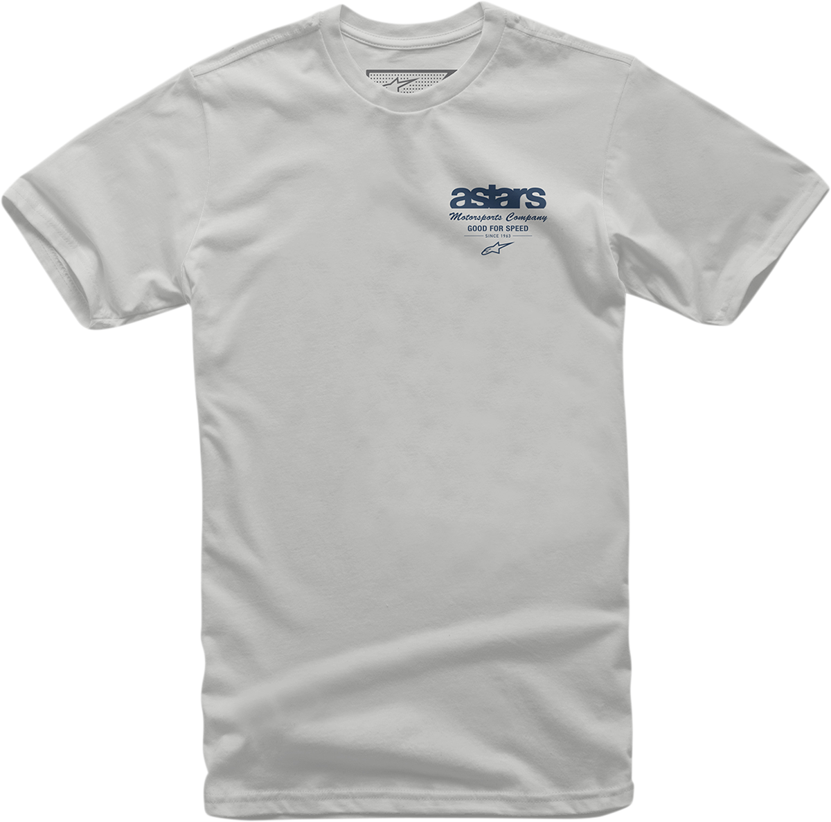 Alpinestars Sign Up T-Shirt in silver, medium size, featuring the brand logo on the front, casual fit and soft fabric.