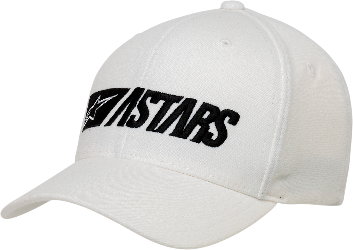 Alpinestars Reblaze white hat in small/medium size with adjustable strap and embroidered logo, casual headwear for outdoor activities.