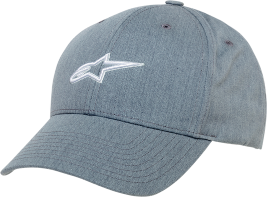 Alpinestars Alpha Hat in heather gray with adjustable fit, casual style, and branded logo on front.