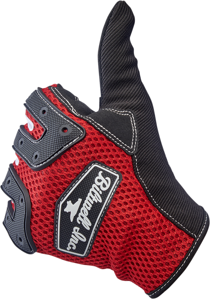 Red BILTWELL Anza Gloves in XS size, featuring durable leather and snug fit, designed by Bill's Exhausts for motorcycle riding.
