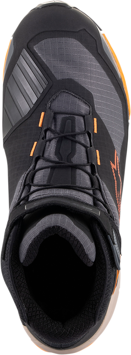 Alpinestars CR-X Drystar® Shoes in black, brown, and orange, US 10, featuring durable motorcycle footwear design.