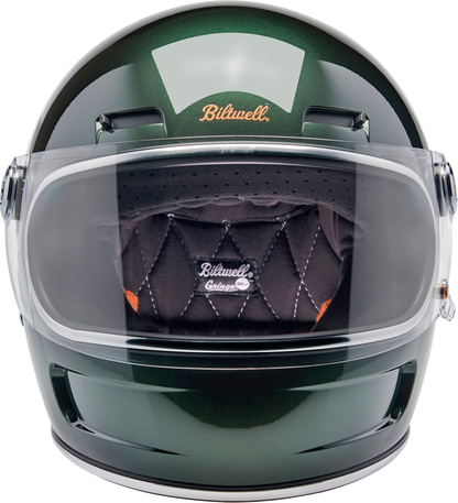 BILTWELL Gringo SV helmet in metallic Sierra green, 2XL, featuring a glossy finish and classic motorcycle helmet design.