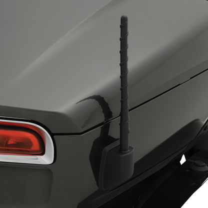 Chrome spiral engine antenna for SHOW CHROME 41-180, featuring a shiny, coiled design mounted on an engine component by Bill's Exhausts.