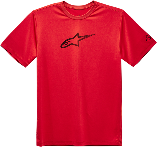 Red ALPINESTARS Tech Ageless Performance T-Shirt in medium size, featuring a sleek design and breathable fabric.