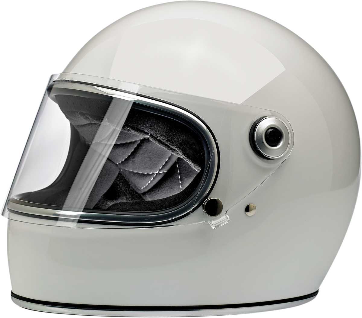 Bill's Exhausts BILT WELL Gringo S helmet in glossy white, XS size, featuring a sleek motorcycle helmet design.