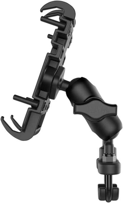 RAM MOUNTS Phone Mount with U-bolt base, quick grip clamp, designed for vehicle engines, by Bill's Exhausts.