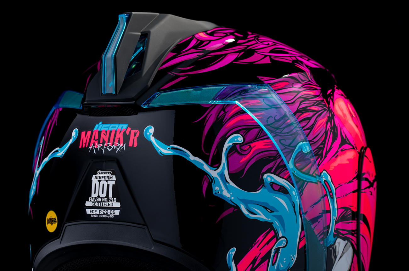 Pink ICON Airform™ helmet with MIPS® technology, manik'RR design, in size 3XL, featuring sleek helmet styling and safety features.