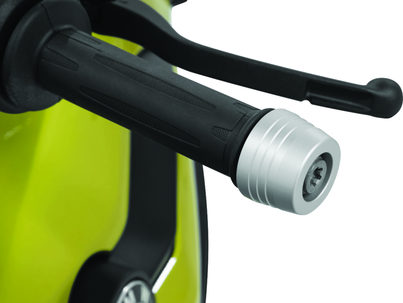 Kuryakyn Lodestar handlebar slider in silver for BMW R1200GS (2012-2016) motorcycle, showcasing durable metal construction.