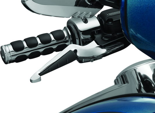 Kuryakyn ISO Levers for 2014-2016 Harley Davidson Touring in chrome, showing the sleek motorcycle handlebar controls