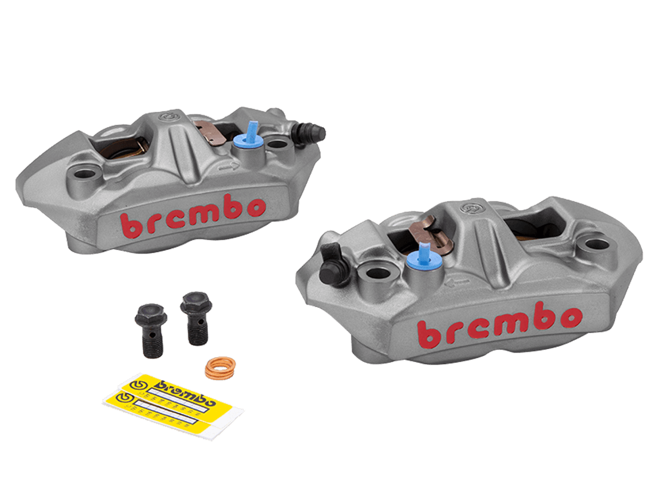 Brembo 108mm M4 Cast Monobloc Caliper Set Front Titanium Gray/Red