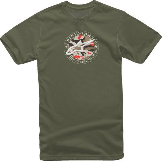 Alpinestars Dot Camo T-Shirt in military camo pattern, XL size, featuring a casual fit and distinctive print.