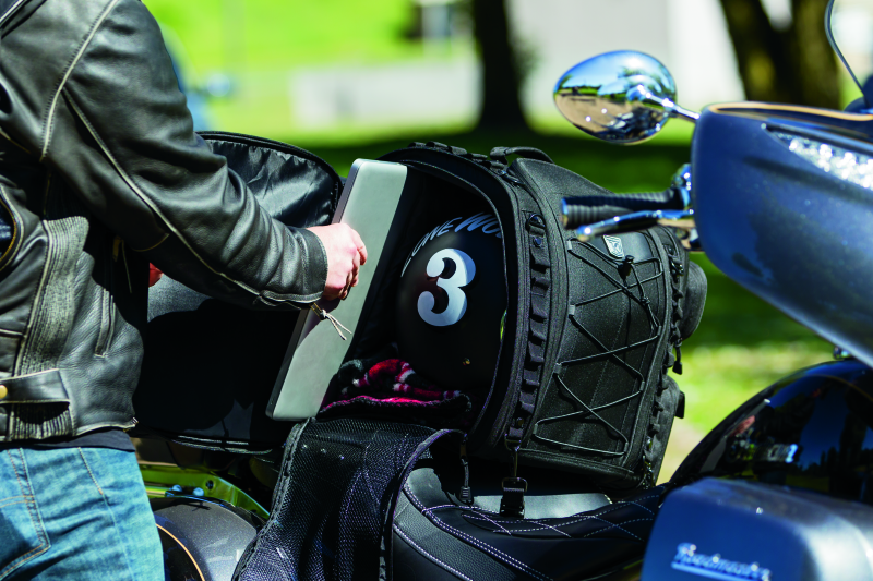 Kuryakyn Momentum Road Warrior bag made of durable 1200 denier textile, designed for versatile motorcycle storage.