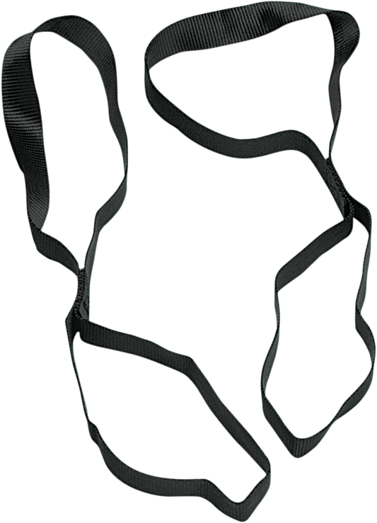 Black nylon tie-down extension straps from PARTS UNLIMITED, 1.5 inches by 18 inches, for securing cargo.