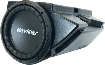 Bill's Exhausts NAVATLAS 10-inch NRZ10BPK subwoofer kit engine component with detailed wiring and mounting hardware.