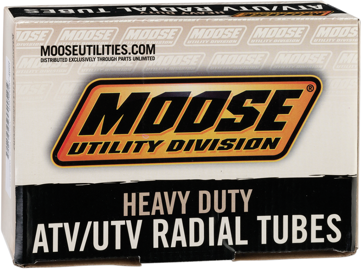Heavy-duty 14-inch MOOSE OFFROAD inner tube with center metal valve for off-road tires, shown in the image.