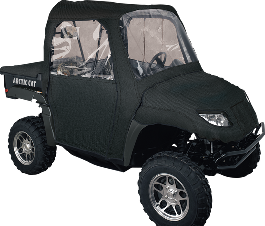 Black Moose Offroad cab enclosure for offroad vehicles, designed for winter and rain protection, shown in the product image.