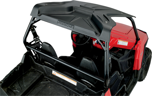 Moose Offroad UTV roof in black, one-piece design providing enhanced protection and durability for off-road vehicles.