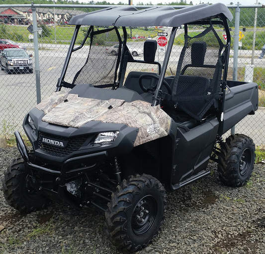 Moose Offroad UTV roof V000100-11056M with molded-in cargo tray and drainage system, mounted on a side-by-side UTV.