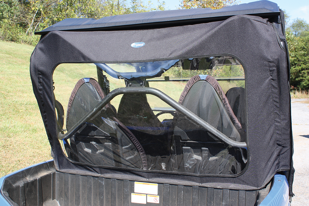 Moose Offroad rear dust panel for Teryx KT4RW-11, black durable plastic mounted on off-road vehicle side.