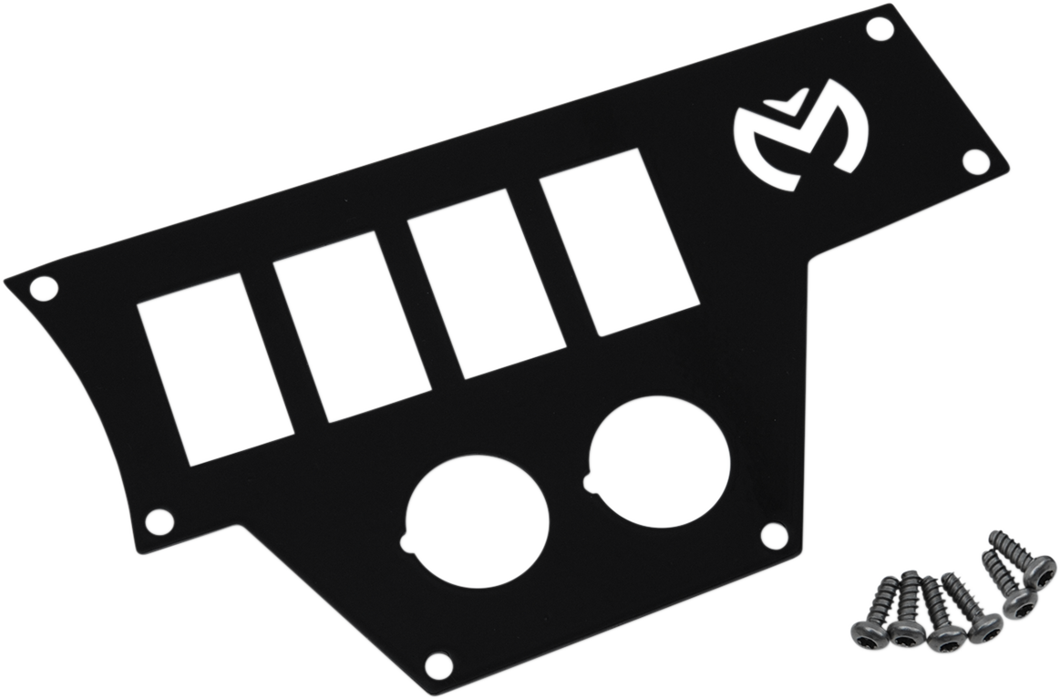 Large black Moose Offroad dash plate for Polaris RZR, right side, durable plastic protection for off-road vehicles.
